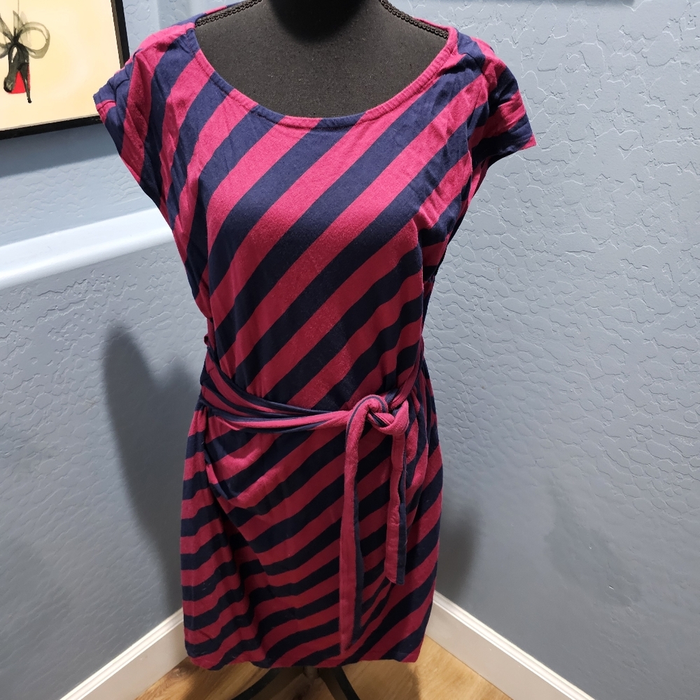 Tommy Hilfiger Women's Pink and Blue Striped Blouse